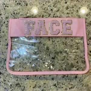 Varsity Letter Clear Zippered Pouch. NWOT